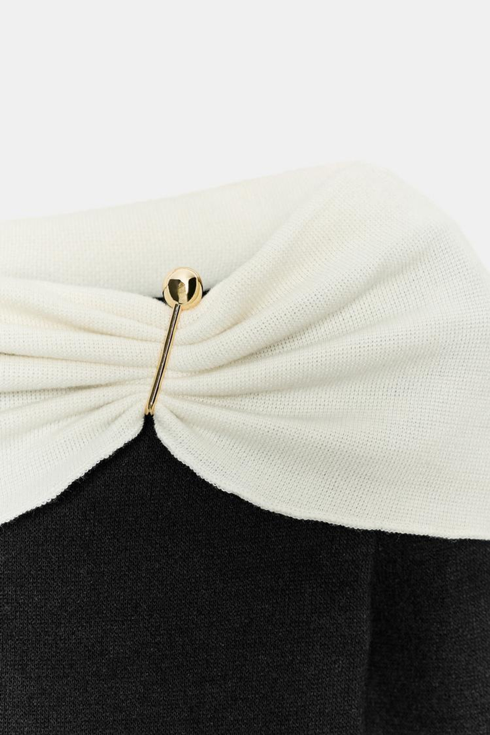 ZARA ТОП ИЗ МЯГКОЙ ТКАНИ С ПРЯЖКОЙ, ЧЕРНЫЙ/ЭКРЮ