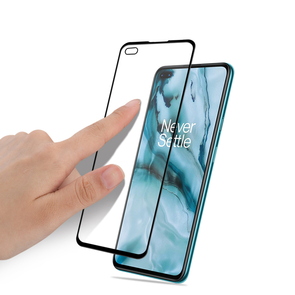 Закаленное стекло 6D с отверстием под камеры для смартфона OnePlus Nord, черные рамки, G-Rhino