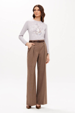 31190 Брюки женские (коричневый клетка)