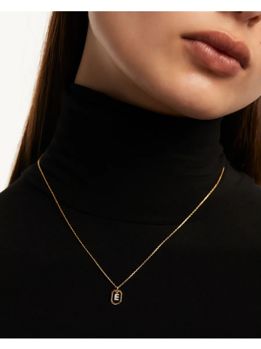 Колье Мини-Буква E серебро 925 пробы покрытое золотом