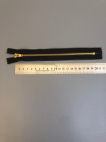 Молния метал, 20см №4 не разъем джинс черный/золото