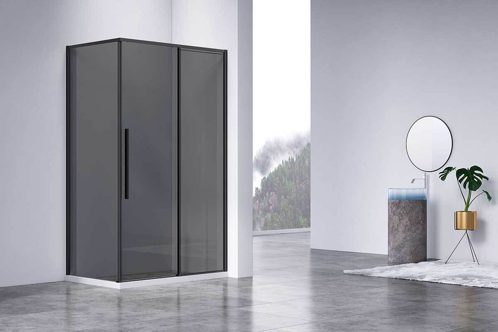 Душевой уголок Slim-N VSR-4SN9012CGB, 1200*900, черный, стекло тонированное