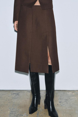 ZARA ЮБКА В СКЛАДКУ — ZW COLLECTION, КОРИЧНЕВЫЙ