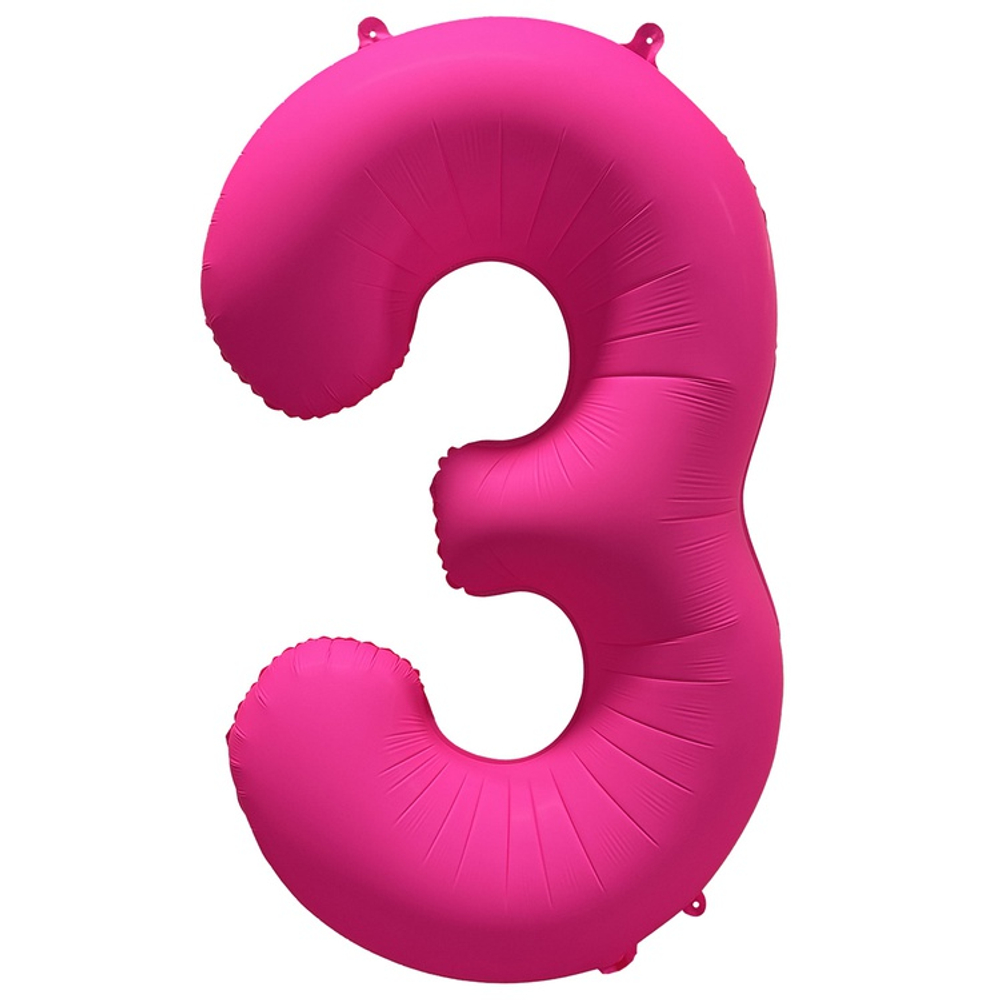 Шар фольгированный Цифра 3 101 см (Фуксия)