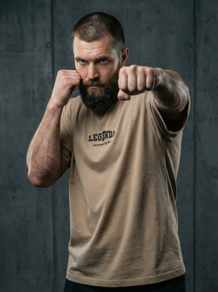 Футболка оверсайз хлопковая LEGENDA Величайший Геркулес цвет песок