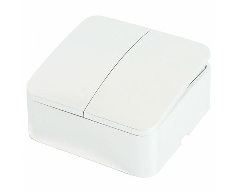 Выключатель открытой установки 2-клавишный !! 4 ШТУКИ !! , 250В, 10А, IP20, серия София, белый, MSW10-20-01, STEKKER 49289