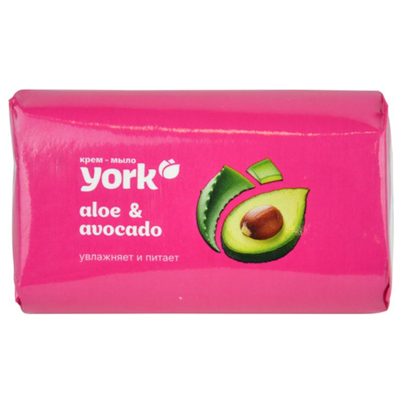 Мыло YORK Туалетное крем-мыло Aloe-Avocado 100 гр 78шт/уп