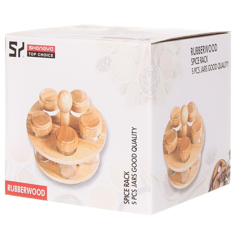 Набор для специй стекло, дерево, 6 шт, на подставке, беж, Y3-1140