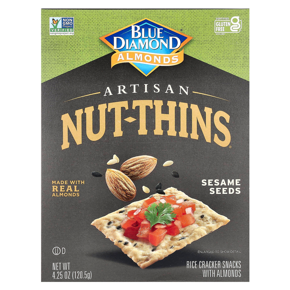 Blue Diamond, Artisan Nut-Thins, снэки из рисовых крекеров с миндалем, семенами кунжута, 120,5 г (4,25 унции)