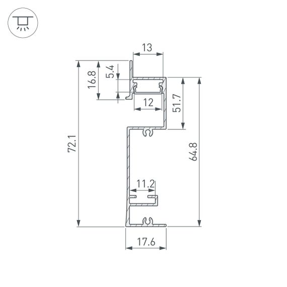 Профиль встраиваемый Arlight Plintus-H73-F-2000 Black 043480