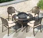 Комплект мебели из литого алюминия Vesuvius с мангалом, античная бронза