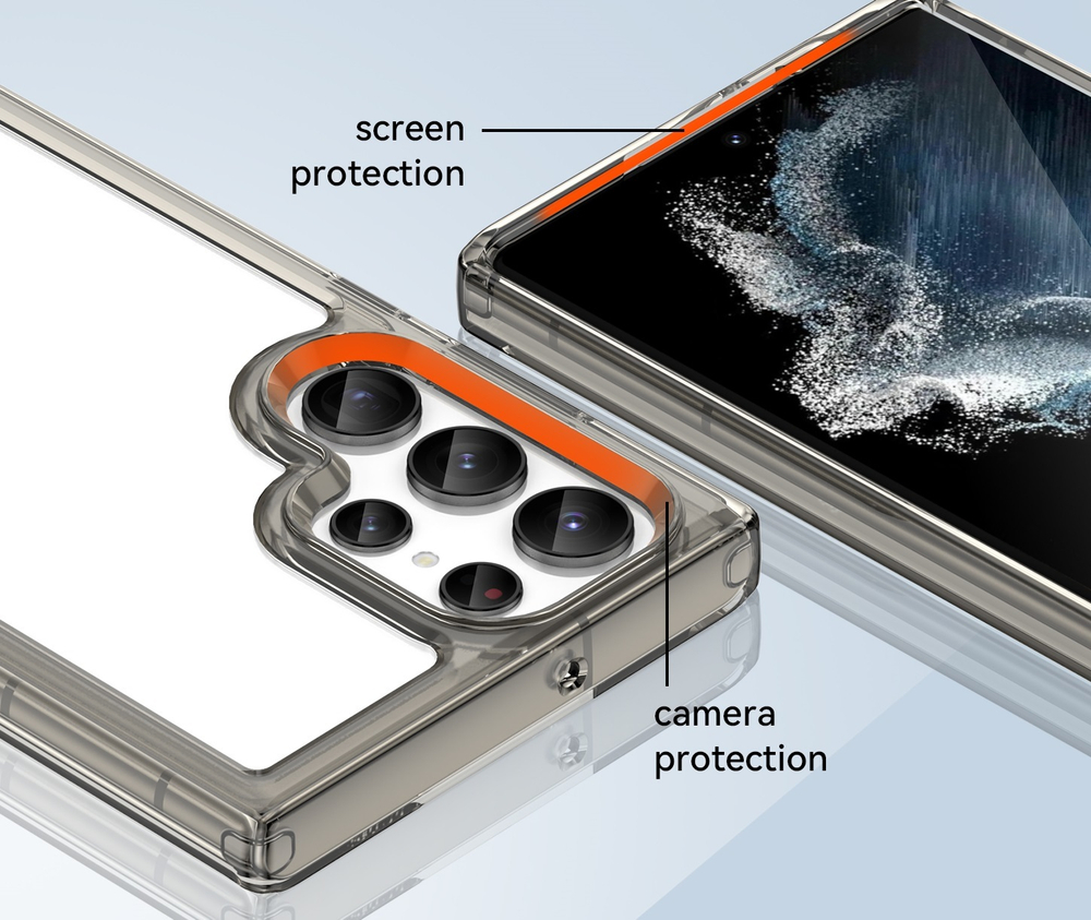 Усиленный прозрачный чехол с серыми рамками для Samsung Galaxy S22 Ultra, увеличенные защитные свойства
