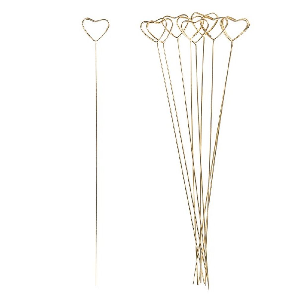 Крепеж для открыток в букете (металл) "Сердечко" H34,5см/10шт (Золотой)
