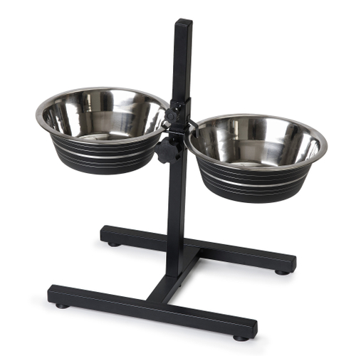 Double Diner черные миски на универсальной подставке 2 х 0,75 л.