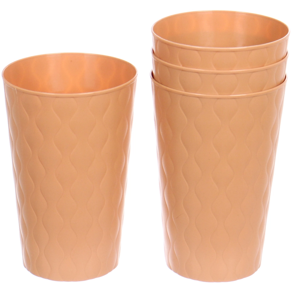 Стакан пластиковый 400мл «Волна» в наборе 4шт, микс цветов