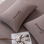 Комплект постельного белья Однотонный Сатин Вышивка на резинке CHR036