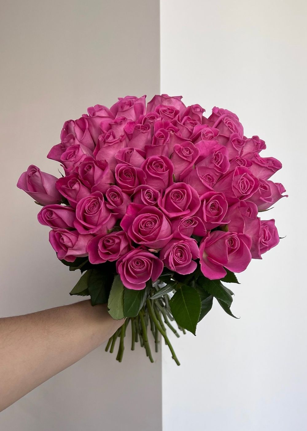 Букет из розовой розы (40см)  51 шт под ленту