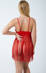 Чарующая сорочка с бахромой и феромонами (Размер: L-XL) (Цвет: черный)