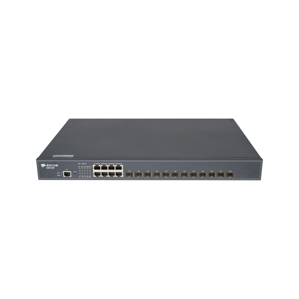 Управляемый коммутатор BDCOM S5612E-2AC, 8 SFP 1Гбит/с, 12 SFP+ 10Гбит/с, L4, 2 БП