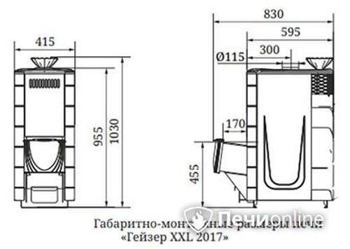 Дровяная печь-каменка TMF Гейзер XXL 2017 Carbon  Inox ДН ЗК ТО антрацит