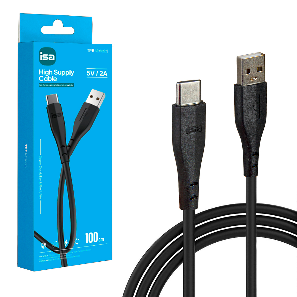 Кабель USB - TypeC IS X7 2A (черный) 1м