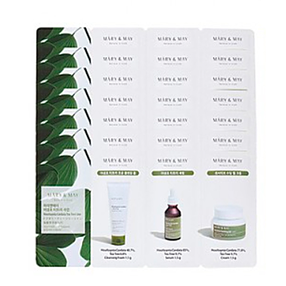Набор миниатюр c чайным деревом MARY&MAY Houttuynia Tea Tree Line 3 Step Sachet Starter Kit 3 х 1,5