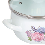 Кастрюля сталь, эмал, 1.5 л, с крыш, Сантэкс, Гортензия, 1-2415112, индукц