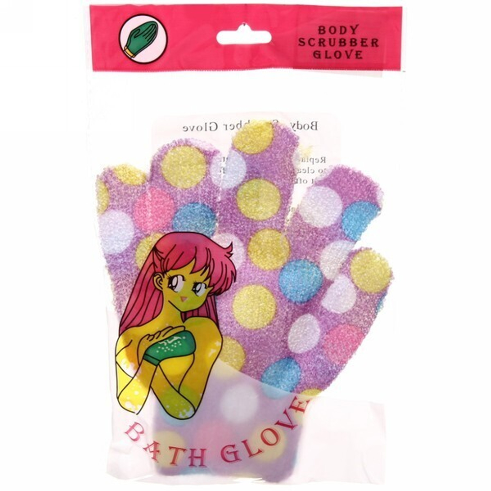 Мочалка-перчатка мягкая «Наслаждение - горошек», мягкая, цвет микс,16,5см (растягивается)