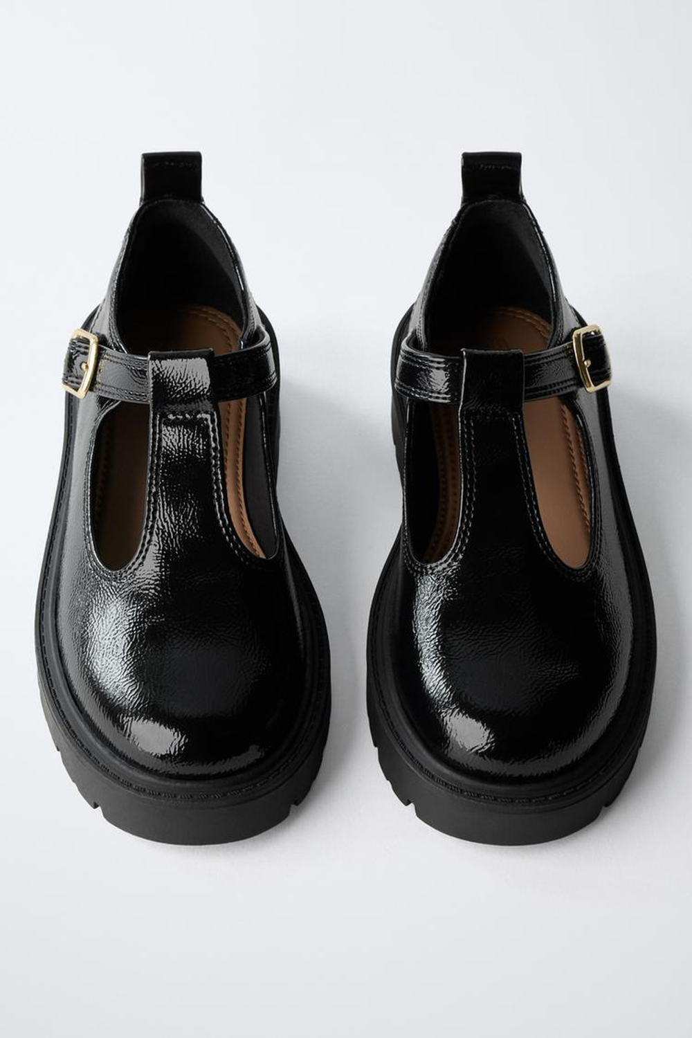 ZARA ЛАКИРОВАННЫЕ ТУФЛИ, ЧЕРНЫЙ