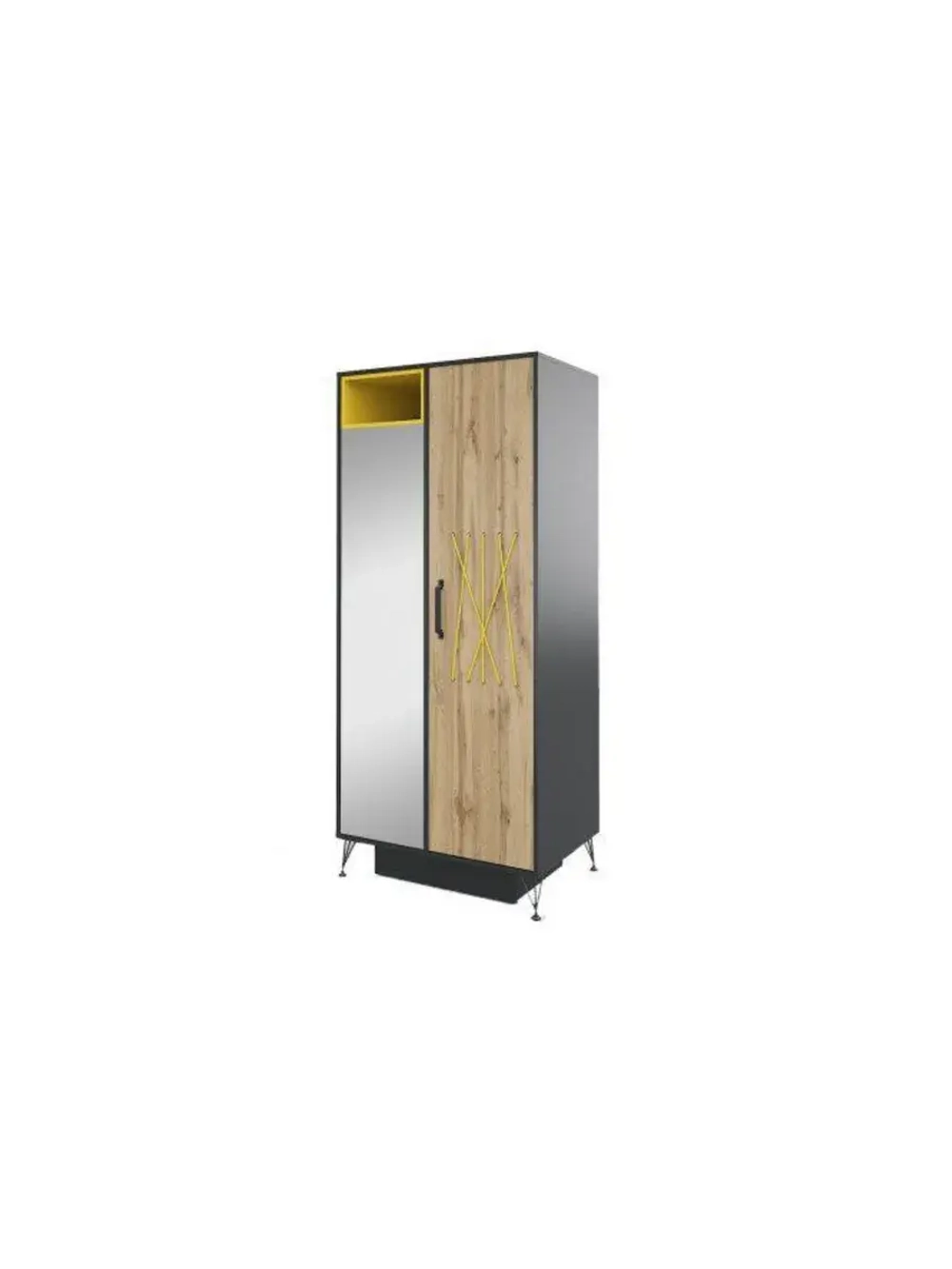 Шкаф для одежды распашной с зеркалом и полками 88х58х199 см