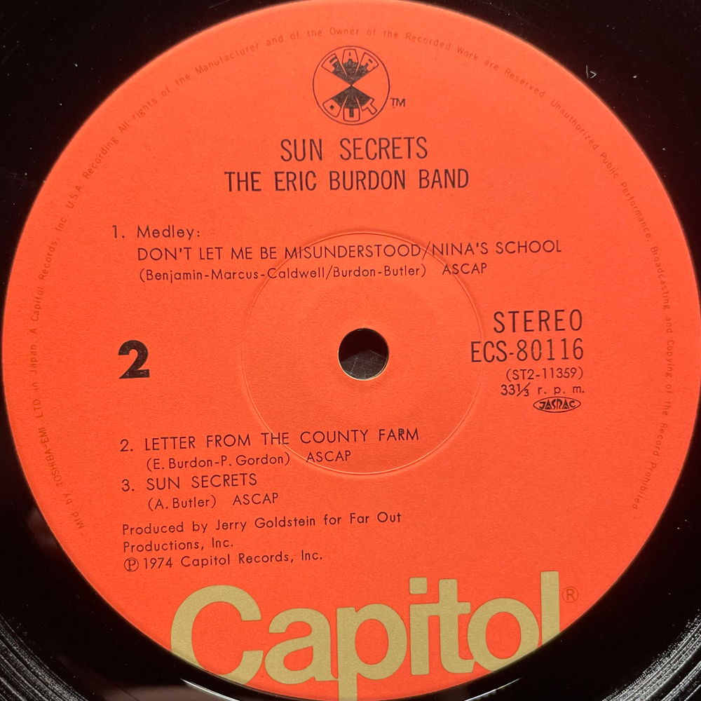 Eric Burdon Band ‎– Sun Secrets (Япония 1974г.)