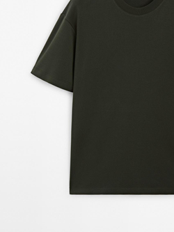 Massimo Dutti Хлопковая футболка-поло с короткими рукавами, зеленый