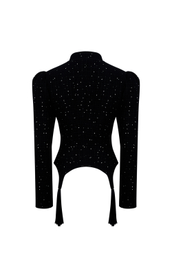 Жакет с кисточками из твида в пайетку