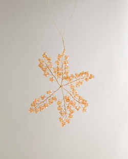 ZARA HOME ЕЛОЧНОЕ УКРАШЕНИЕ «ЦВЕТЫ» ИЗ БУСИН, КАРАМЕЛЬНЫЙ