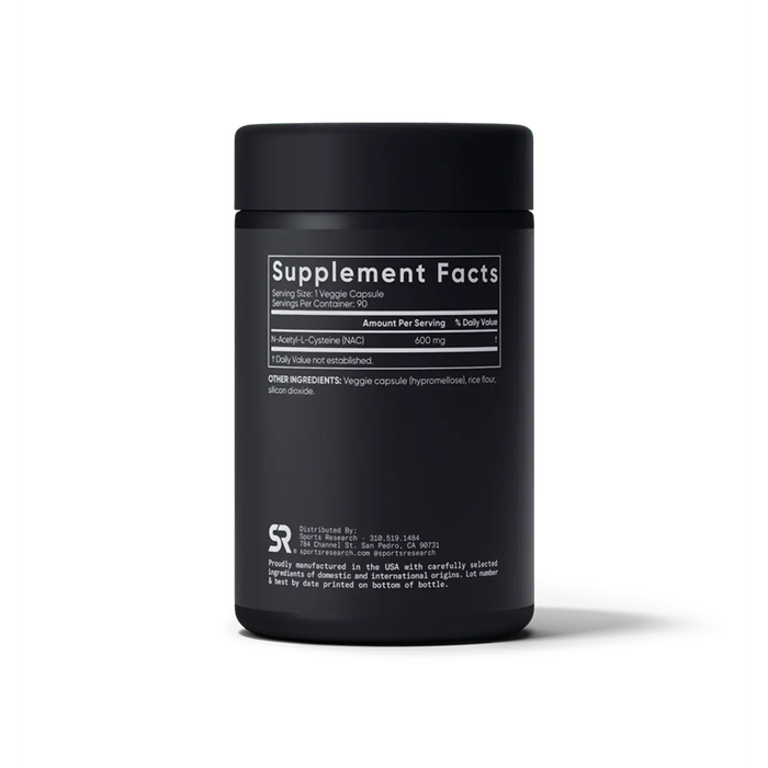 N-Ацетилцистеин 600 мг, NAC N-Acetyl-L-Cysteine 600 mg, Sports Research, 90 вегетарианских капсул 2