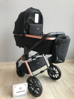 Коляска детская Peppy Monaco 2 в 1 GP Rose Black (черный), рама черн-золотая, шлифованный алюминий