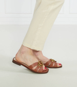 Шлепанцы кожаные symo Guess - коричневый(FL6SYM LEA19)