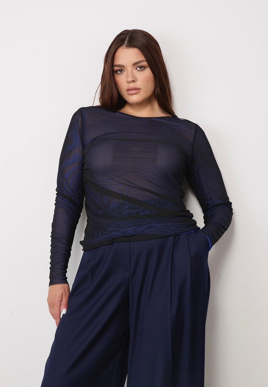 Лонгслив из сетки, синий