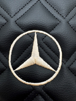 Вымпел тройной Mercedes (экокожа, черный с бежевыми кисточками)