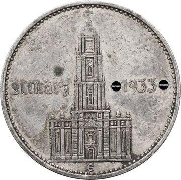 2 рейхсмарки 1934 Германия (Третий Рейх) "E" «Годовщина нацистского режима — Гарнизонная церковь в Постдаме»