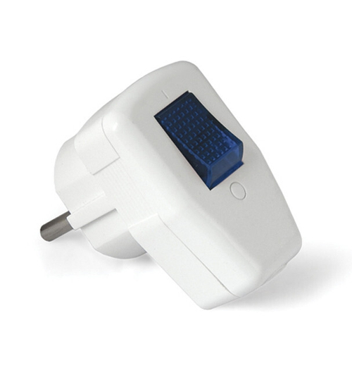 Вилка 16 А с/з угловая белая UNIVersal с выключателем