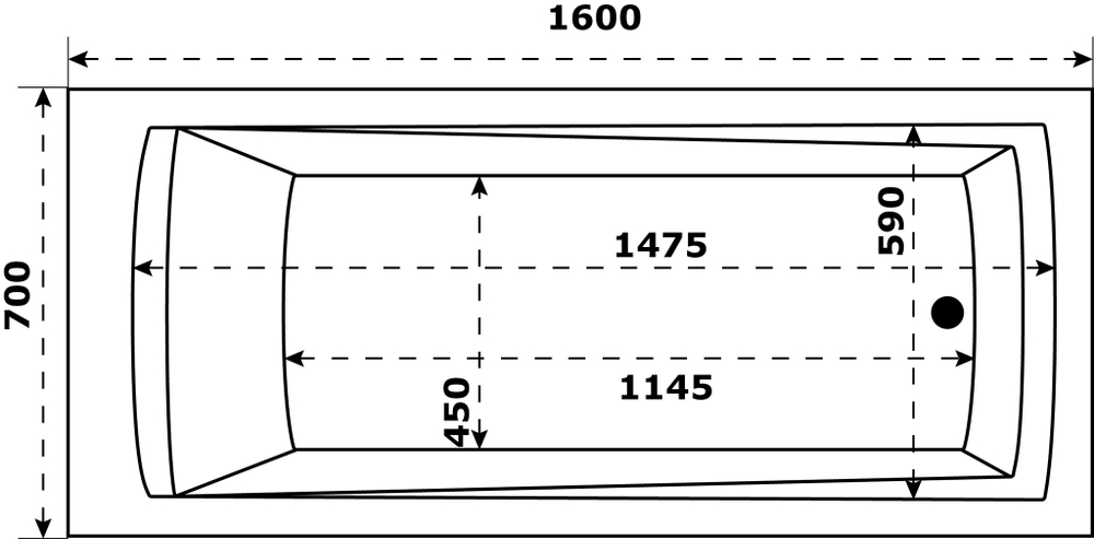 Акриловая ванна 160х70 см Azario Бали БАВ0002 белая