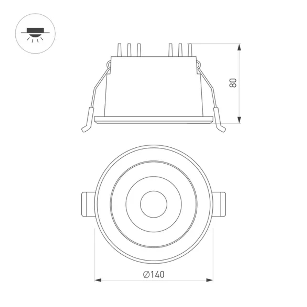 Светильник MS-ALORA-BUILT-R140-12W Day4000-MIX (BK, 40 deg, TRIAC) (Arlight, IP54 Пластик, 3 года) 048092