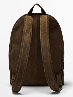 Massimo Dutti Рюкзак из кожи наппа на молнии, хаки