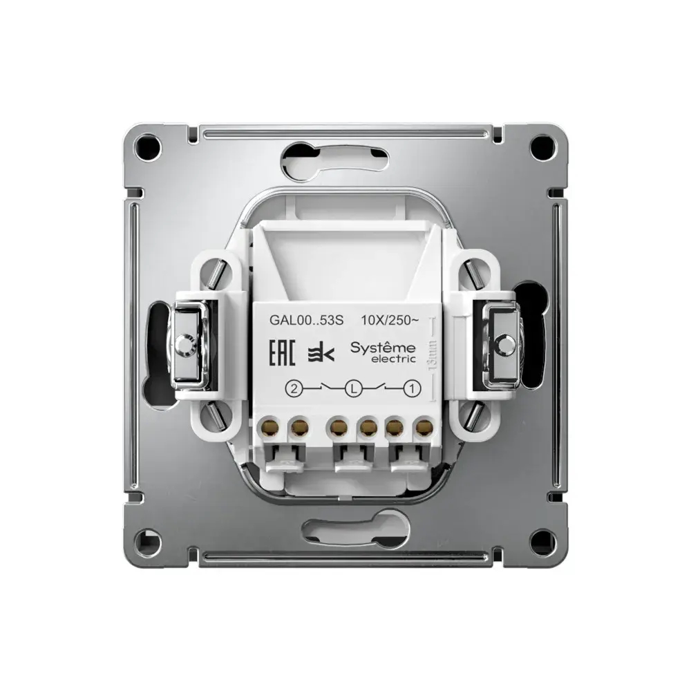 ARTGALLERY 2-клавишный ВЫКЛЮЧАТЕЛЬ с подсветкой, сх.5а, 10АХ, механизм, быстрозажим. клем., КАРБОН