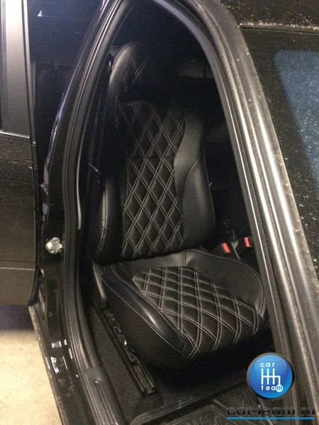 Анатомический комплект для переделки сидений ВАЗ в "Recaro" (Рекаро) из экокожи "Одинарный ромб 4см"