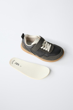 ZARA КОЖАНЫЕ КРОССОВКИ BAREFOOT, ЧЕРНЫЙ