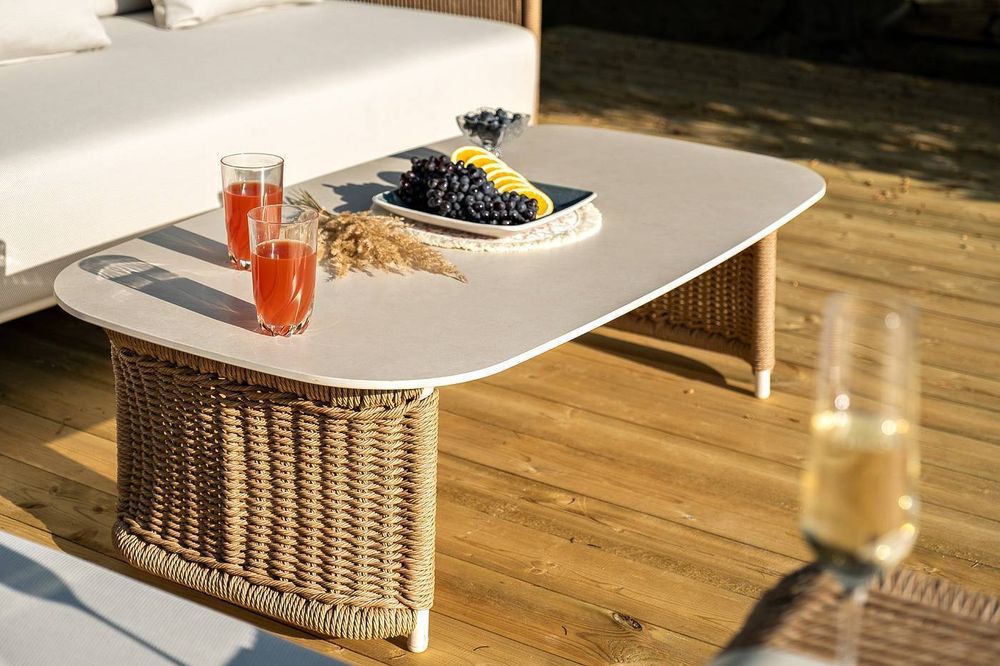 "Мальдивы" трансформирующаяся лаунж-зона из искусственного ротанга, цвет соломенный