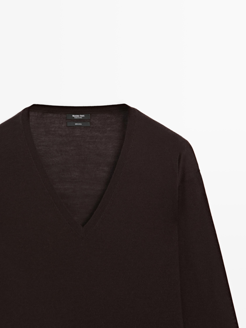 Massimo Dutti Свитер оверсайз с V-образным вырезом, коричневый