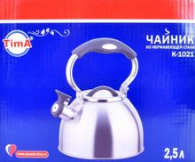 TimA Чайник со свистком K-1021 2.5 л, серебристый